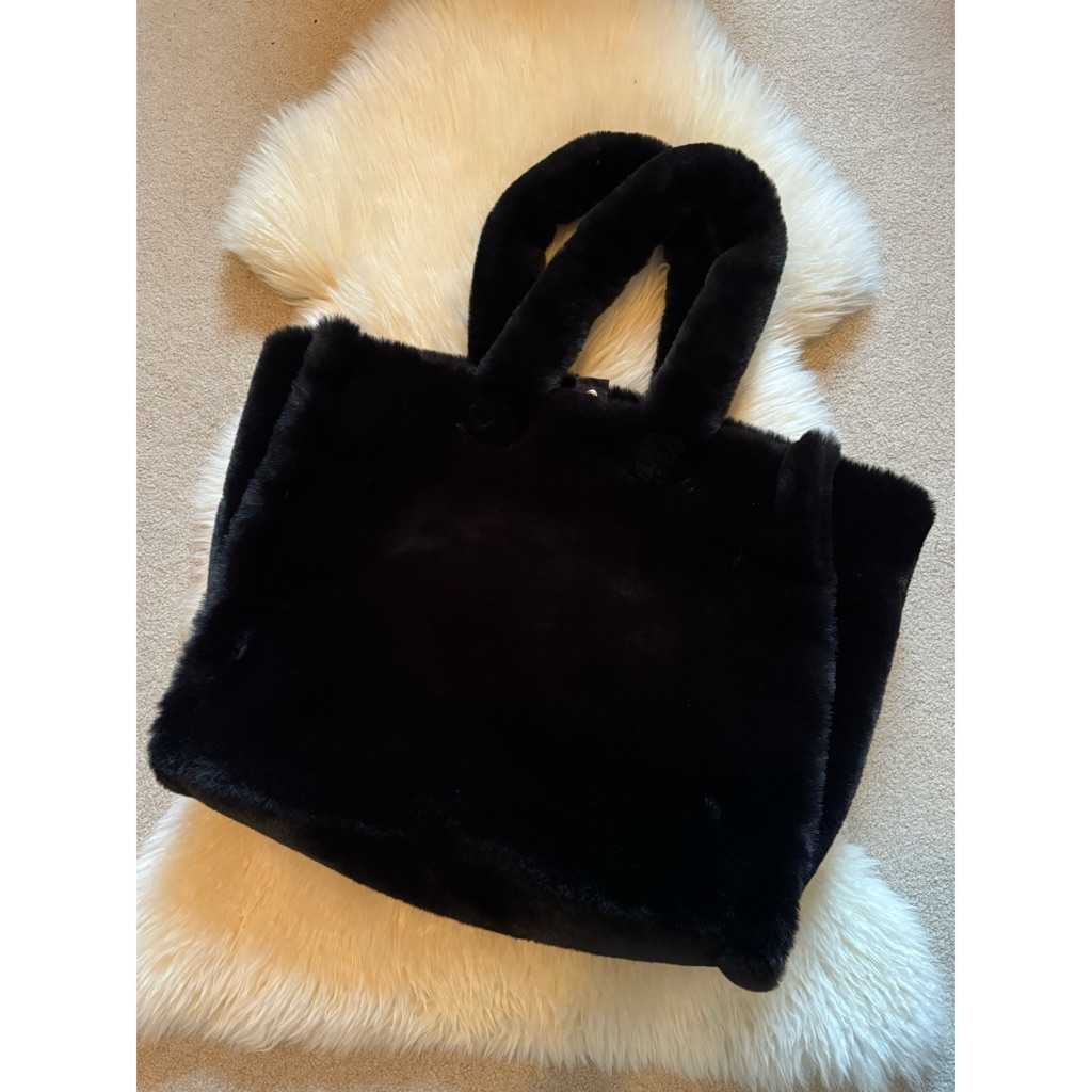 Stand Studio Black Faux Fur Tote Bag